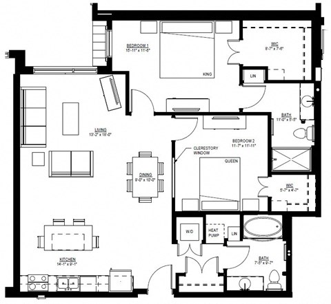 1500 Nicollet_2 Bedroom Floor Plan  at 1500 Nicollet, Minnesota, 55403